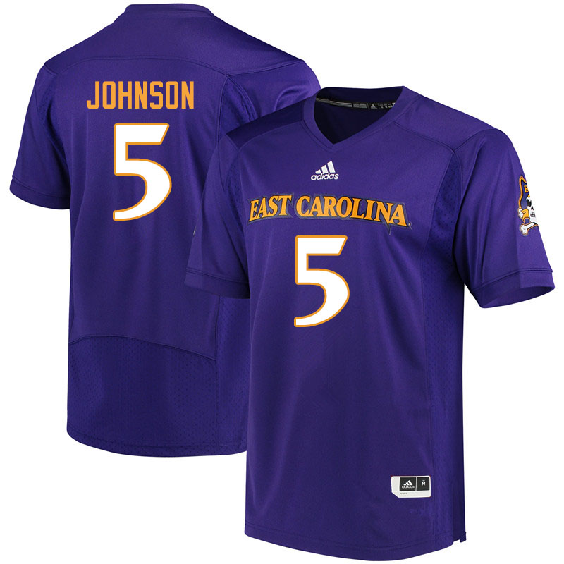 Men #5 C.J. Johnson ECU Pirates College Football Jerseys Sale-Purple